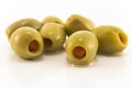 Green Olives Stuffed with Peppers, Isolated on White Royalty Free Stock Photo