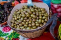 Green Olives at a traditional medieval fair in Montenegro Royalty Free Stock Photo
