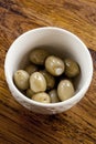 Green Olives in a White Bowl Royalty Free Stock Photo