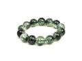 Green Olivine or Green Peridote lucky stone bracelet Beads with black haircloth