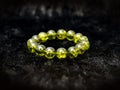 Green Olivine or Green Peridote lucky stone bracelet Beads with black haircloth
