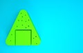 Green Onigiri icon isolated on blue background. Japanese food. Minimalism concept. 3d illustration 3D render