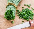 Green onion - chives on the wooden table Royalty Free Stock Photo