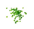 Green Onion Cuts Isolated, Scattered Fresh Chive Pile, Chopped Green Leek, Scallion Greens Pieces Chopped Royalty Free Stock Photo