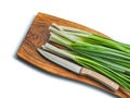 Green Onions Stack And Kitchen Knife On Wooden chopping Board Isolated Royalty Free Stock Photo
