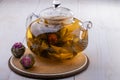 Green oolong tea bound in a flower