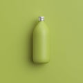 Green opaque bottle or flask on a green background