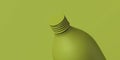 Green opaque bottle or flask on a green background, 3D rendering