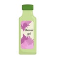 green opaque bottle of floral shower gel