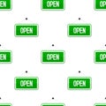 Green Open Flat Sign Seamless Pattern