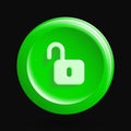 Green Open Locker Icon. Security Unlocked Isolated Design Element