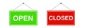 Green Open and red Closed sign set, illustration. in white Royalty Free Stock Photo