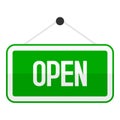 Green Open Sign Flat Icon Isolated on White