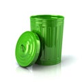 Green open trash can 3d illustration Royalty Free Stock Photo