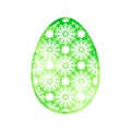 Green openwork easter egg on a white background.