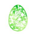 Green openwork easter egg on a white background.