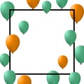 Green and orange balloons with black frame