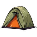 green and orange camping tent