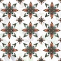 Green and orange flower mandala pattern for your designs.