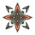Green and orange flower mandala for your designs.