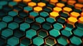 Green Orange Gen Dnc Endering Honeycomb Technology Background. Generative AI