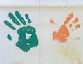 Grunge Hand Prints on Metal