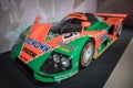 Green and orange Mazda 787B Renown, winner of Le Mans 1991 Japanese Wankel rotary engine Royalty Free Stock Photo