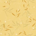 Green and orange palm tropical hand drawing vector illustration on yellow background in beach style. Free painting of summer leaf Royalty Free Stock Photo