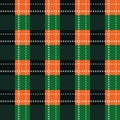 Green and orange plaid tartan fabric texture seamless pattern. Vector illustration. eps10 Royalty Free Stock Photo