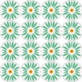 Green and orange sarah-inspired art nouveau pattern with irregularly shaped mosaic tiles and white floral