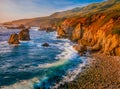 The green and orange shoreline of Garrapata State Park is alive with color