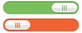 Green and orange slider button. Material design interface element