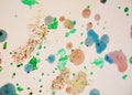 Green orange sparkling random red blue strokes, waxy background, creative design Royalty Free Stock Photo