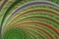 Green orange swirling curves pattern on a black background. Royalty Free Stock Photo