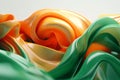 Green and Orange Twisted Waves in Modern Minimalist 3D Desig
