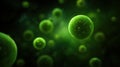 Green Orbs and Particles Floating on Dark Background Abstract Design Royalty Free Stock Photo