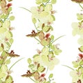 Green orchid seamless vector pattern
