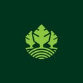 Green organic abstract triple Tree logo icon symbol