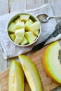Green Organic Honeydew Galia Melon. Royalty Free Stock Photo