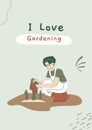 Green Organic I Love Gardening (Poster