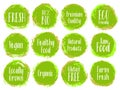 Green organic labels bio emblems