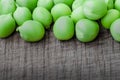 Green organic peas on wooden background Royalty Free Stock Photo