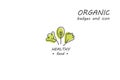 Green and organic products label or badge - icons and illustrations related to fresh