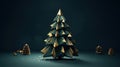 Green Origami Christmas Tree, generative AI