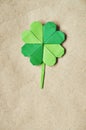 Green origami paper shamrock clover leaf Royalty Free Stock Photo