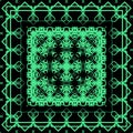 Green ornament pattern on black background Royalty Free Stock Photo