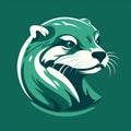 Unique Otter Logo In Monochromatic Green - Clean And Simple Design