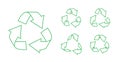 Green outline triangular recycling icon set vector Royalty Free Stock Photo