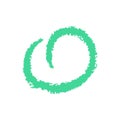 Green oval drawn by hand with wax crayon or pencil, charcoal, chalk. doodle colorful wavy lines emphasis. Vector