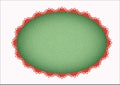 Green oval with red snowflake border